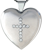 L6035 cross with stones 25 heart locket