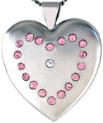 L6036 19 stones on 25 heart locket