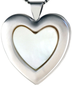 L6037 25 heart locket with mother of pearl stone