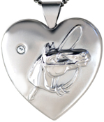 L6038 embossed horse locket with stone