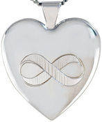 L6054 25mm heart locket with infinity symbol