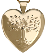 25 heart locket embossed tree of life