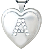 L6057A initial with stones heart locket