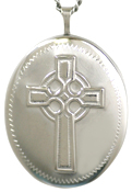 sterling 25 oval celtic cross locket