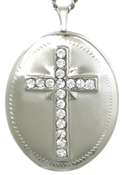 sterling 25 oval cross with 17 stones