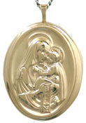 25 oval locket with mother and child