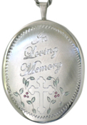 sterling large oval loving memory locket