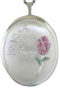 sterling 25 oval loving memory with rose locket