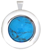 30mm round locket with turquoise