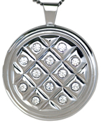 sterling 30mm round locket with stones