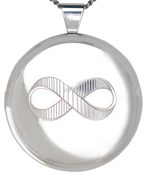 30mm round locket with infinity symbol