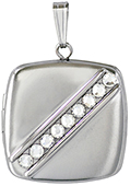 cushion locket with stone channel