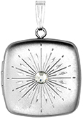 sterling cushion locket with starburst and stone