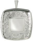 sterling pillow locket with feather design mirror center