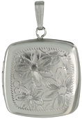 sterling pillow locket with flowers