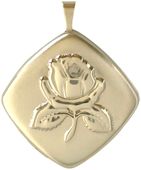 embossed rose diamond shape pillow locket