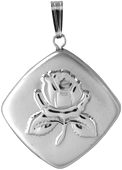 sterling rose diamond shape locket