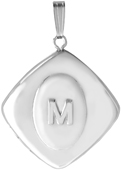 sterling diamond shape locket with initial