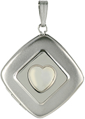 sterling pillow locket with crystal heart stone