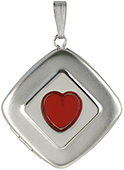impressed heart setting with glass stone pillow locket