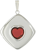 crystal flat top heart stone cushion locket