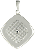 grid design with stone diamond pillow locket