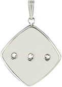 flat top cushion lockets with 3 stones