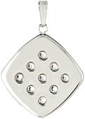 sterling flat top cushion lockets with 9 stones