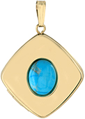 diamond shape flat top locket with 8x10 turquoise
