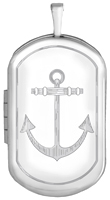 sterling dog tag locket with anchor