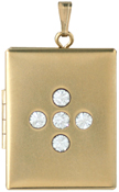 L8506 satin rectangle locket with four stones