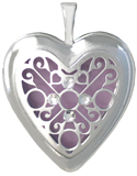 L5224 Scroll with stones heart locket