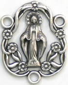 C879 Miraculous Rosary Center with Flowers