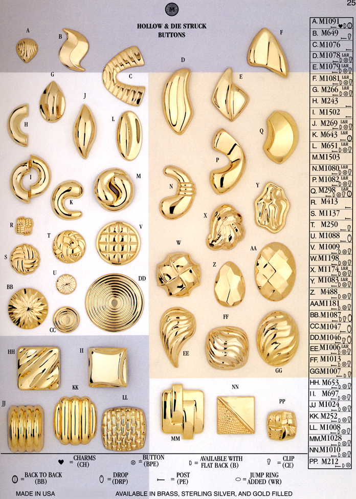 Pg25 High Dome Sculpted Button Earrings