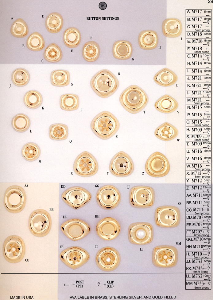 Pg 29 High Dome Button Settings that take stones