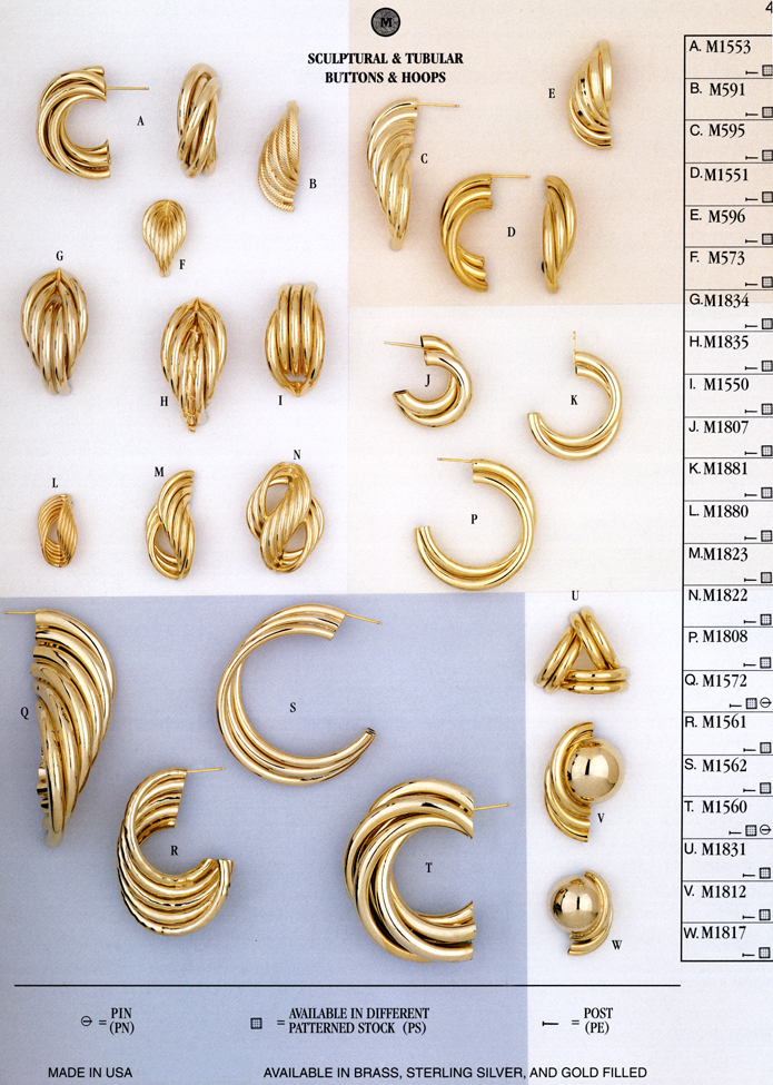 pg 47 sculptural tubular button earrings and drops