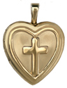 gold embossed cross heart locket