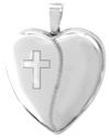 L3026 sterling cross 13mm heart locket