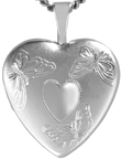 L4093 3 butterflies heart locket