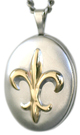 embossed fleur de lis oval locket