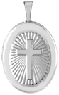 L7005 embossed cross oval locket