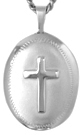 L7008 Embossed 16mm oval locket cross