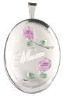 locket with 2 roses and mum