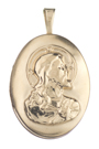 L7030 gold sacred heart oval locket