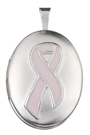 16mm oval pink ribbon locket