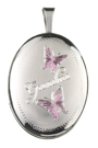 Grandma with 2 butterflies oval locket