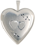 sterling 20 heart locket with 2 hearts