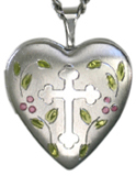 cross locket with flowers