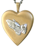 gold embossed praying hands locket