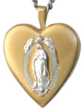 2 tone guadalupe heart locket